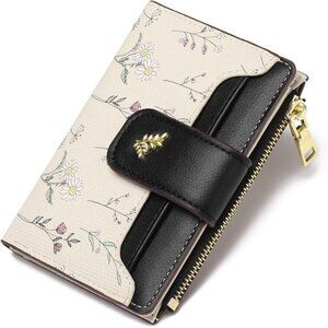Small Wallets Zipper Pocket, Wallet Credit Card Holder Beige Black